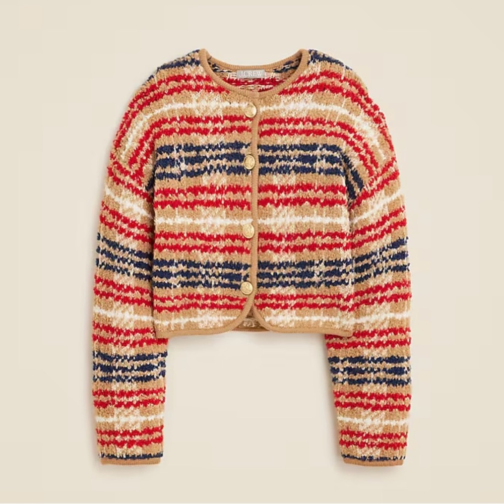 J.CREW LADY JACKET BOUCLE’ SWEATER NWT SIZE LARGE ACORN MULTI